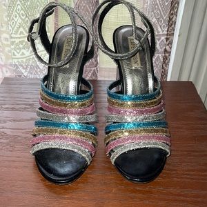Cape Robbin glittery lucite block heel sandal Sz 7.5